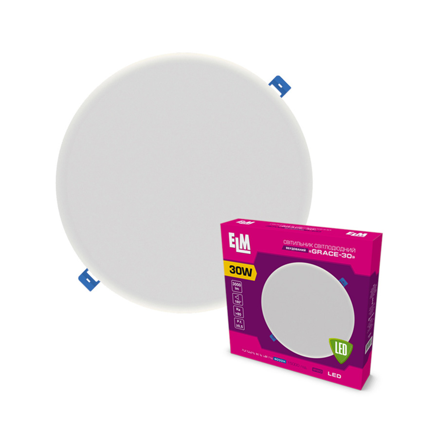 Світильник стельовий вбудований світлодіодний ELM Grace 30Вт 4000К IP20